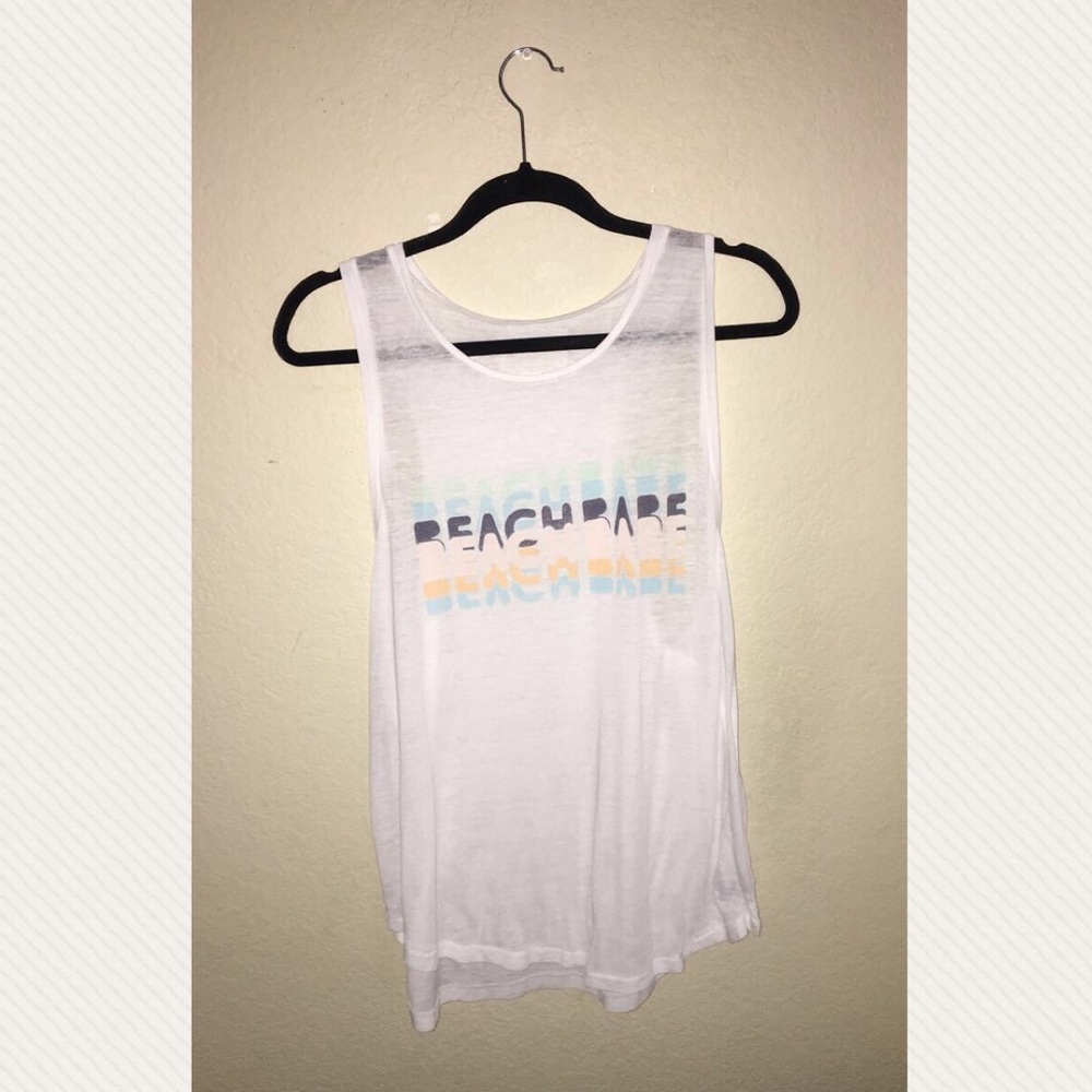 white tank top with graphic lettering
